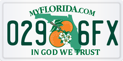 FL license plate 0296FX