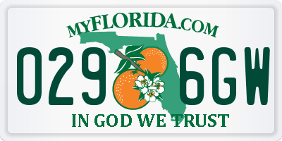 FL license plate 0296GW