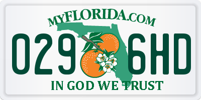FL license plate 0296HD