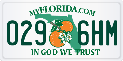 FL license plate 0296HM