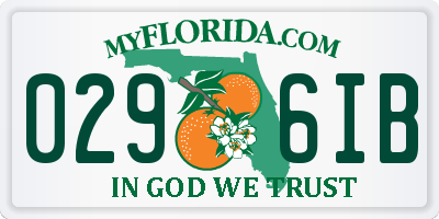 FL license plate 0296IB
