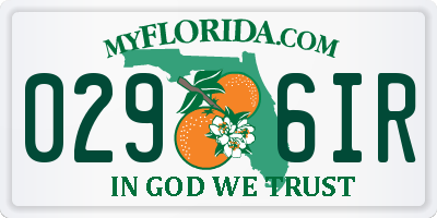 FL license plate 0296IR