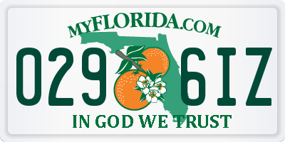 FL license plate 0296IZ