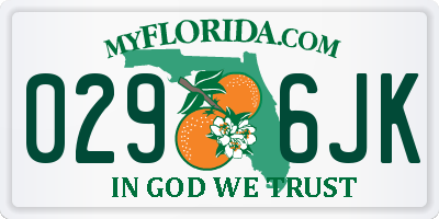 FL license plate 0296JK
