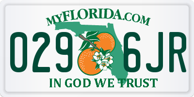 FL license plate 0296JR