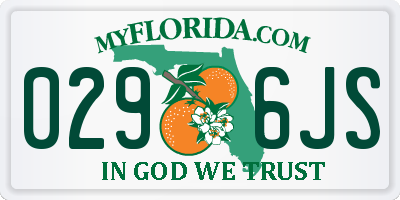 FL license plate 0296JS