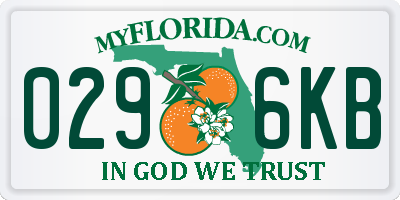FL license plate 0296KB