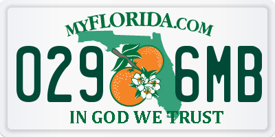 FL license plate 0296MB