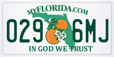 FL license plate 0296MJ