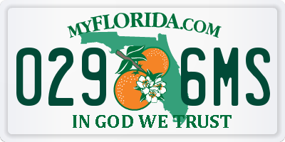 FL license plate 0296MS