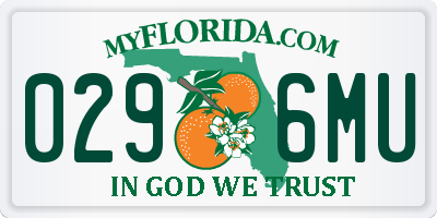 FL license plate 0296MU