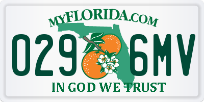 FL license plate 0296MV