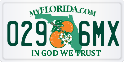 FL license plate 0296MX
