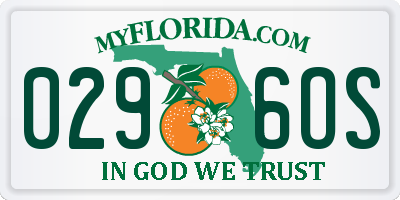 FL license plate 0296OS