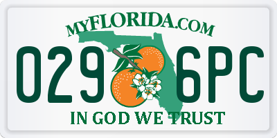 FL license plate 0296PC
