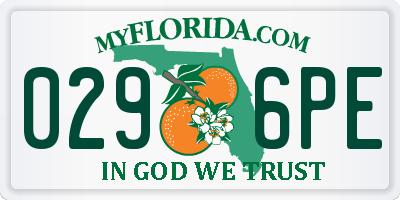 FL license plate 0296PE