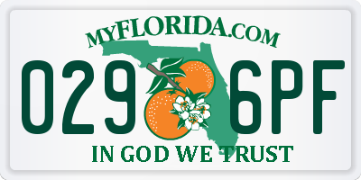 FL license plate 0296PF