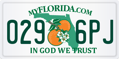 FL license plate 0296PJ