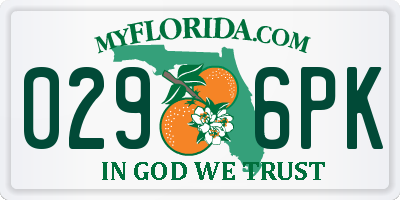 FL license plate 0296PK