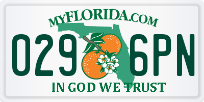FL license plate 0296PN