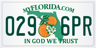 FL license plate 0296PR