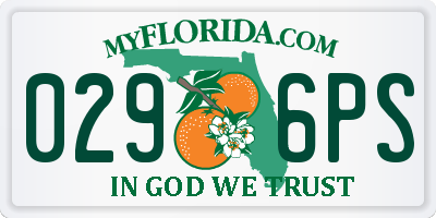 FL license plate 0296PS