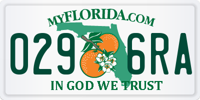 FL license plate 0296RA