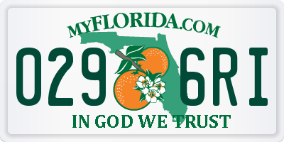 FL license plate 0296RI