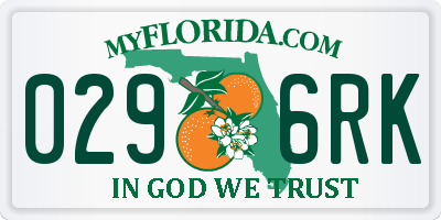 FL license plate 0296RK