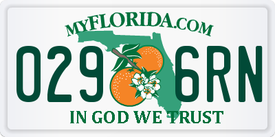 FL license plate 0296RN