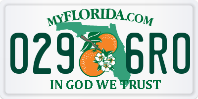 FL license plate 0296RO