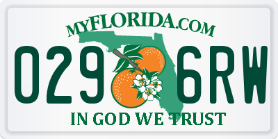 FL license plate 0296RW