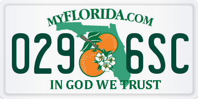 FL license plate 0296SC