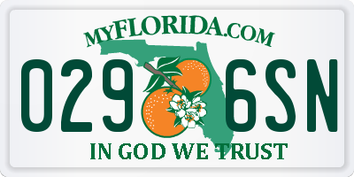 FL license plate 0296SN