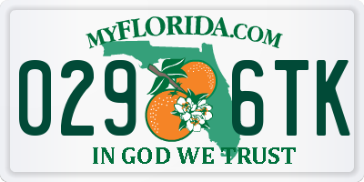 FL license plate 0296TK