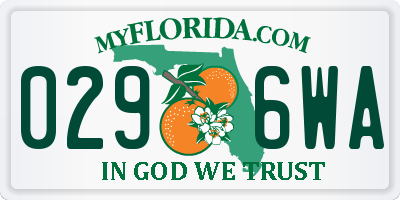 FL license plate 0296WA