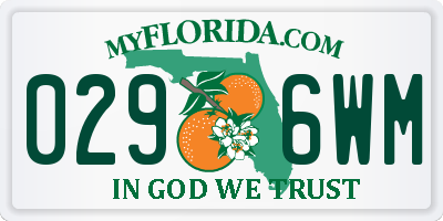FL license plate 0296WM