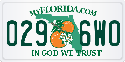 FL license plate 0296WO