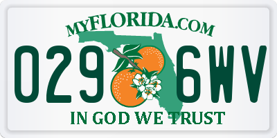 FL license plate 0296WV