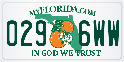 FL license plate 0296WW