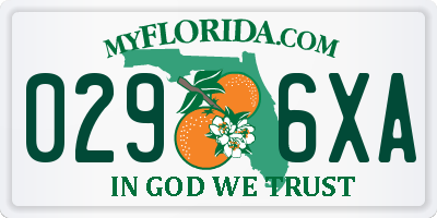 FL license plate 0296XA