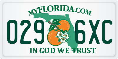 FL license plate 0296XC
