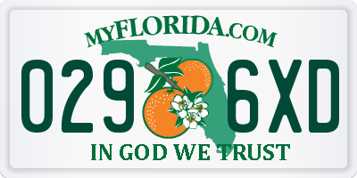 FL license plate 0296XD