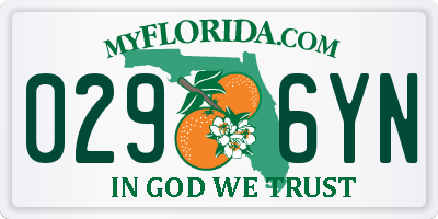 FL license plate 0296YN