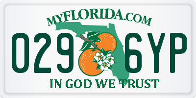 FL license plate 0296YP