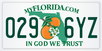 FL license plate 0296YZ