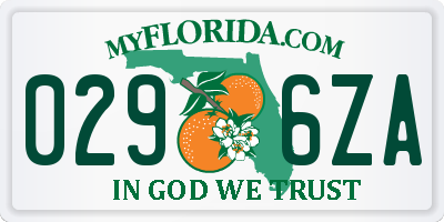 FL license plate 0296ZA