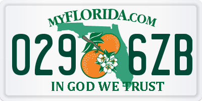 FL license plate 0296ZB