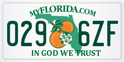 FL license plate 0296ZF