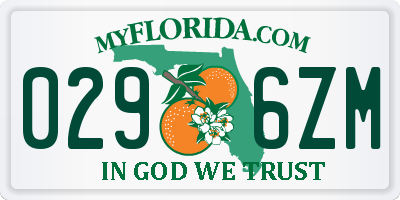 FL license plate 0296ZM